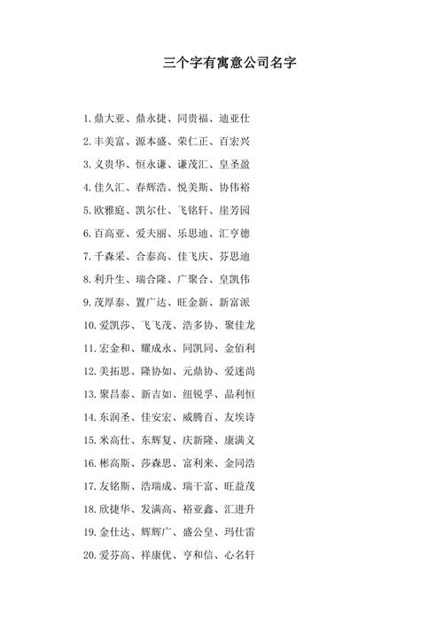 公司起名字三个字(公司起名字三个字大全免费)