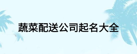 给配送公司起名字(给配送公司起名字大全)